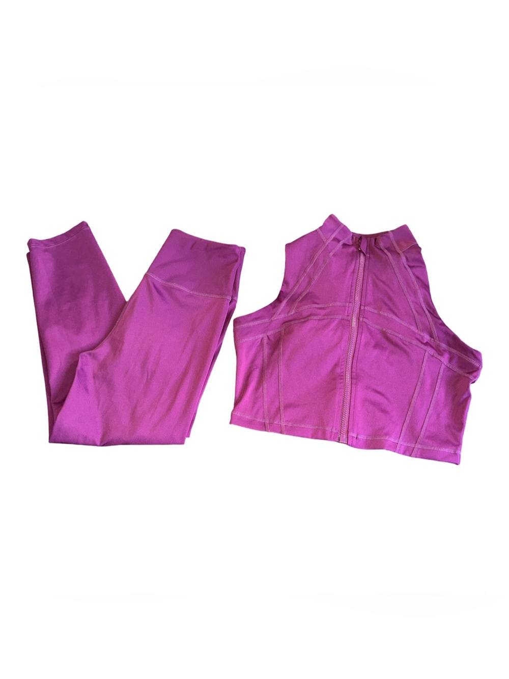 Fashion Nova Magenta Active Leggings & Crop Zip Tank Set